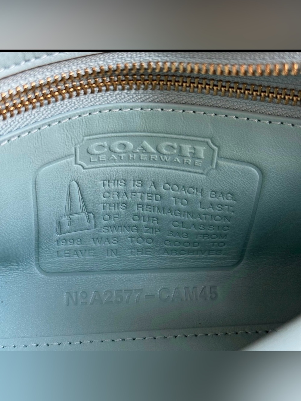 Coach Swing Zip 20 Light Blue Leather Shoulder Bag - Picture 8 of 8